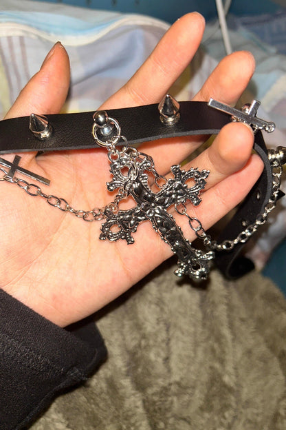Original design dark gothic style collar Choker subculture sweet cool babes cross niche y2k necklace