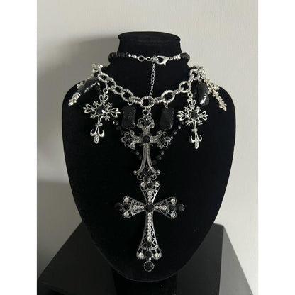 Ghost sister Gothic family handmade niche high-punk cross necklace full set