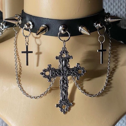 Original design dark gothic style collar Choker subculture sweet cool babes cross niche y2k necklace