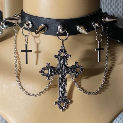 Original design dark gothic style collar Choker subculture sweet cool babes cross niche y2k necklace