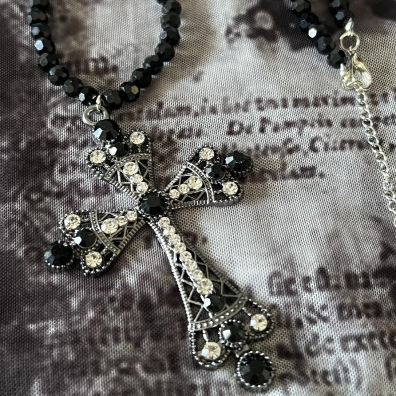 Ghost sister Gothic family handmade niche high-punk cross necklace full set